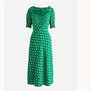 J. Crew Bandana Flowers Print Sweetheart Puff Sleeve Dress Sz 2 w MEASUREMENTS